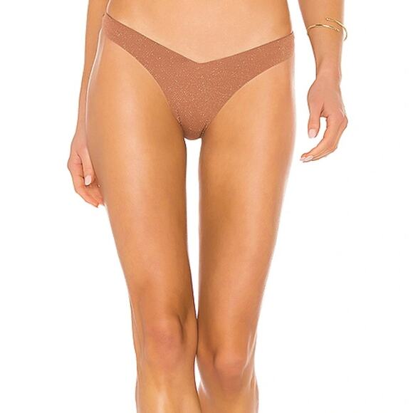 Seafolly Stardust V High Cut Rio Bikini Bottom In Bronze Size 10 US NEW - Picture 1 of 6
